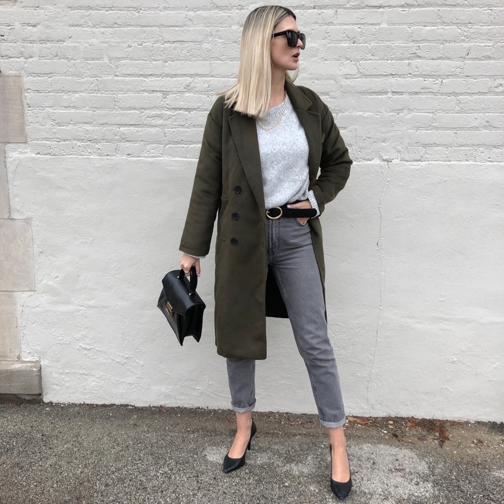YOINS Quilted Duster Coat in Green